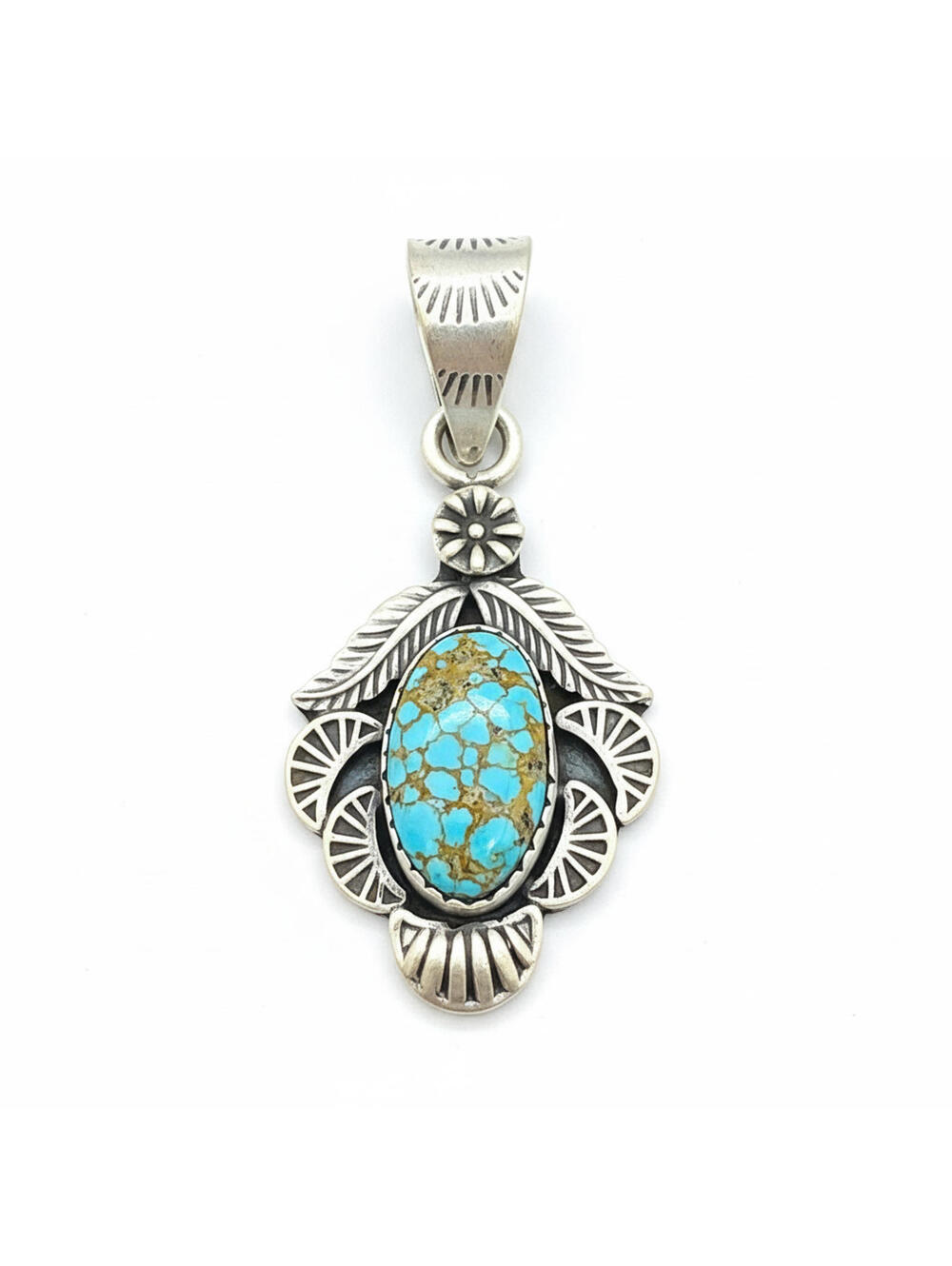 Artist Stamped HCR Golden Hills Turquoise Sterling Silver 925 Pendant - Picture 1 of 4